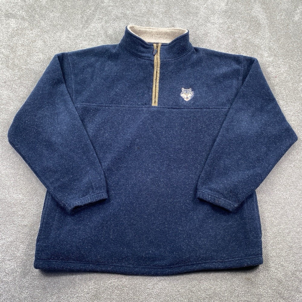 Habitat Wolf 1/4 Zip Fleece Pullover Sweatshirt Size XL Blue